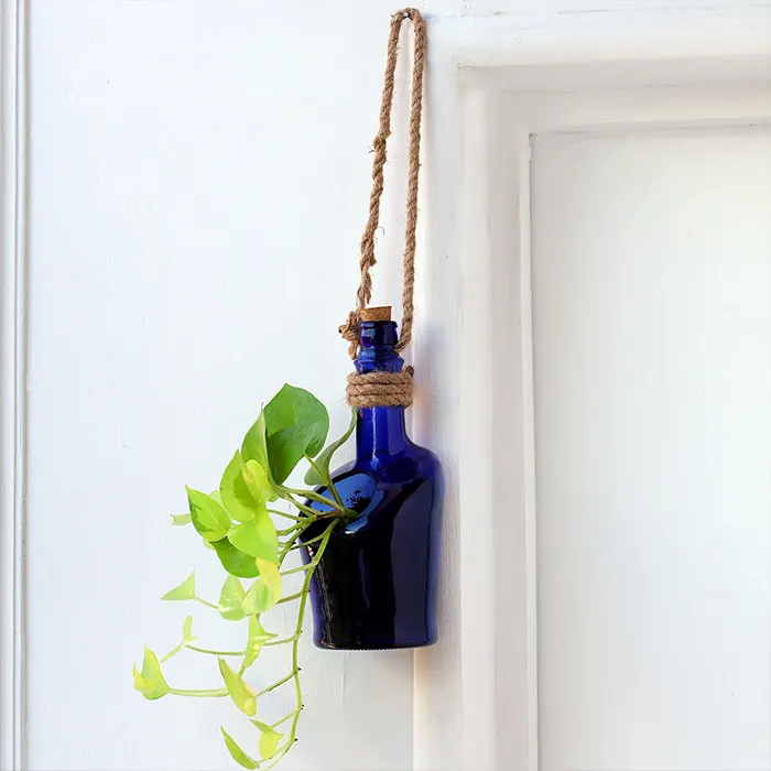 Antiquity Blue Hanging Bottle Planter